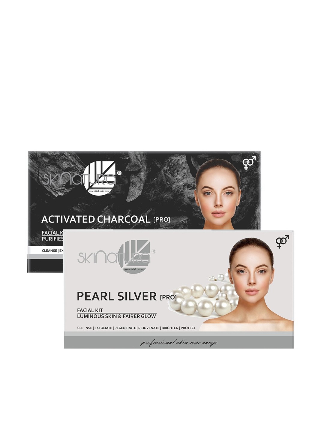 

Skinatura Set of 2 Activated Charcoal + Pearl Silver (Fairer Glow) Facial Kit, White