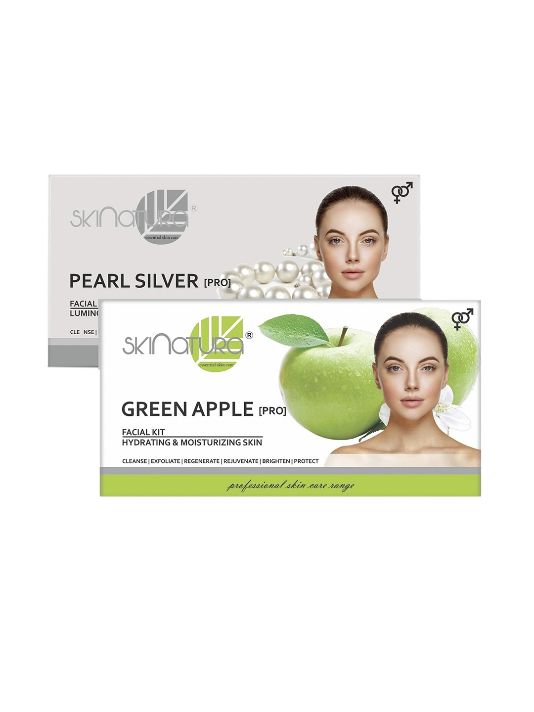 

Skinatura Set of 2 Pearl Silver (Fairer Glow) + Green Apple Facial Kit, White