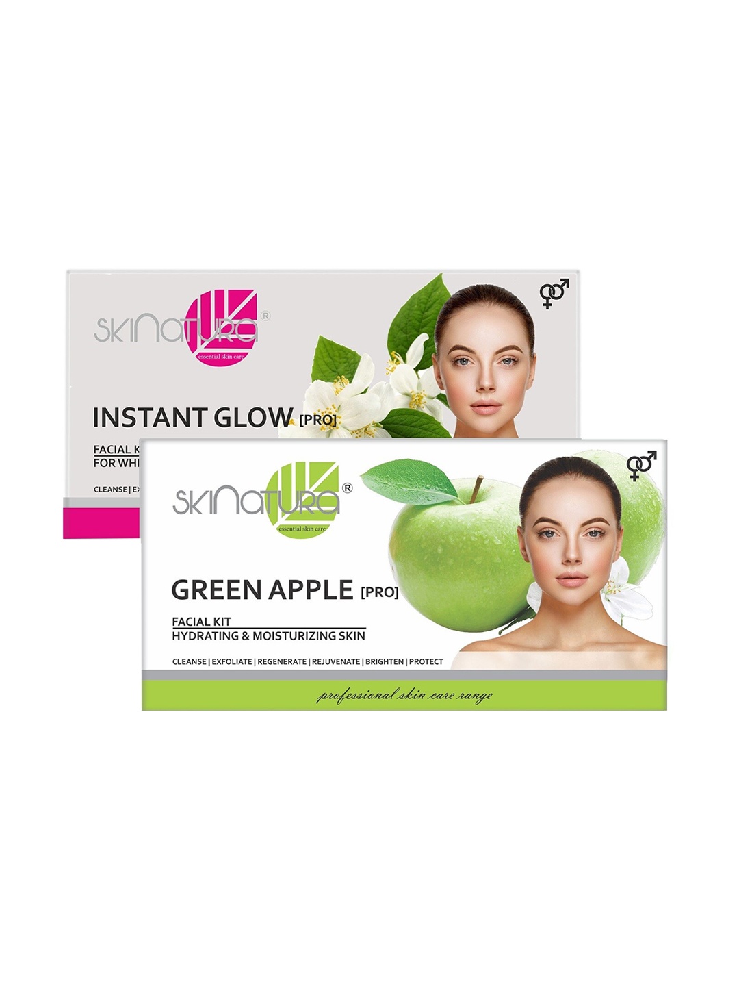 

Skinatura Set of 2 Instant Glow (Whitening Glow) + Green Apple Facial Kit, White