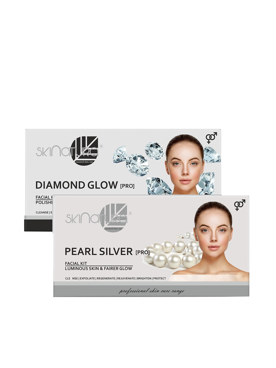 

Skinatura Set of 2 Diamond Glow (Brightening Skin) + Pearl Silver Facial Kit, White