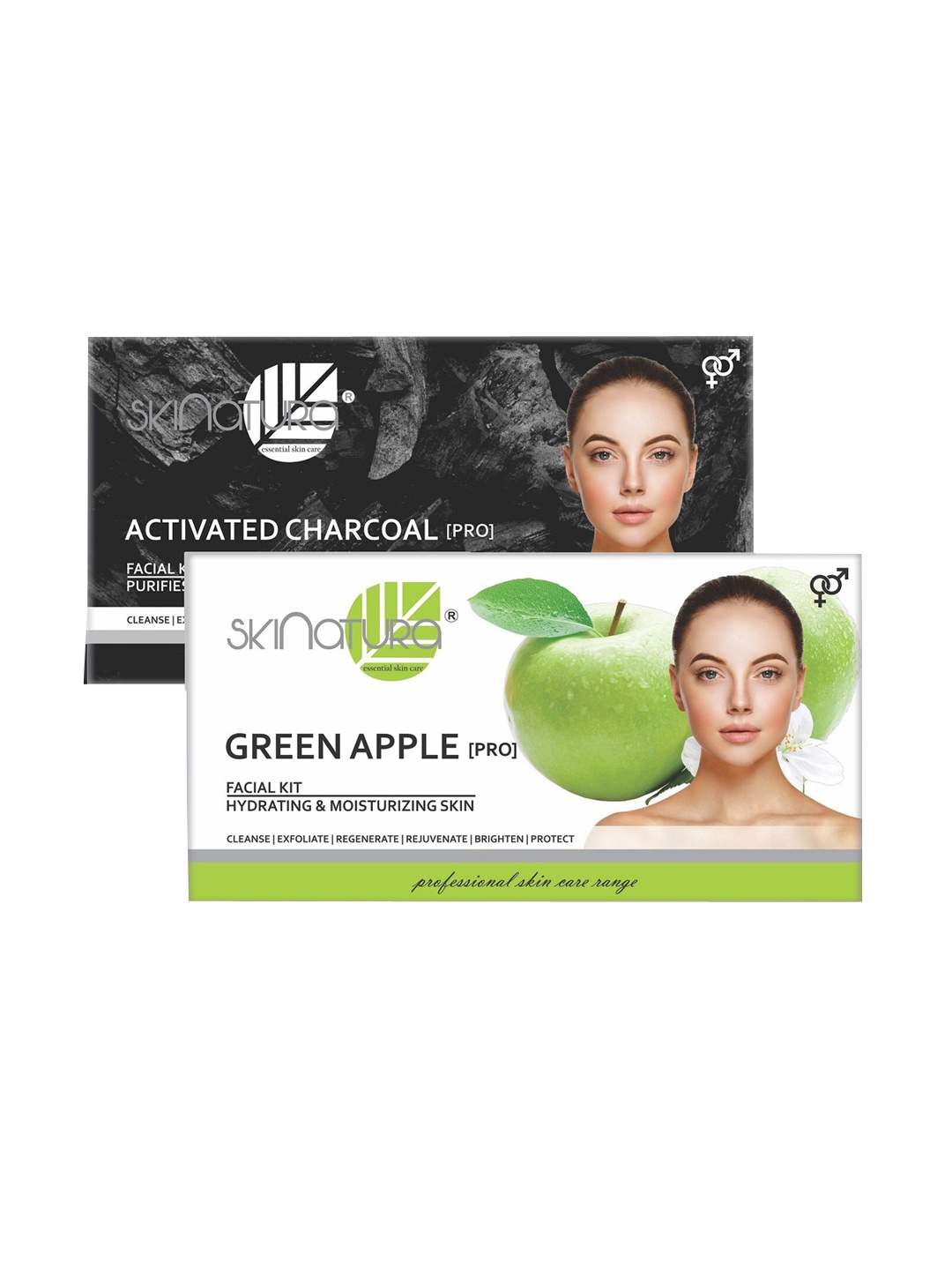 

Skinatura Set of 2 Activated Charcoal + Green Apple Facial Kit, White