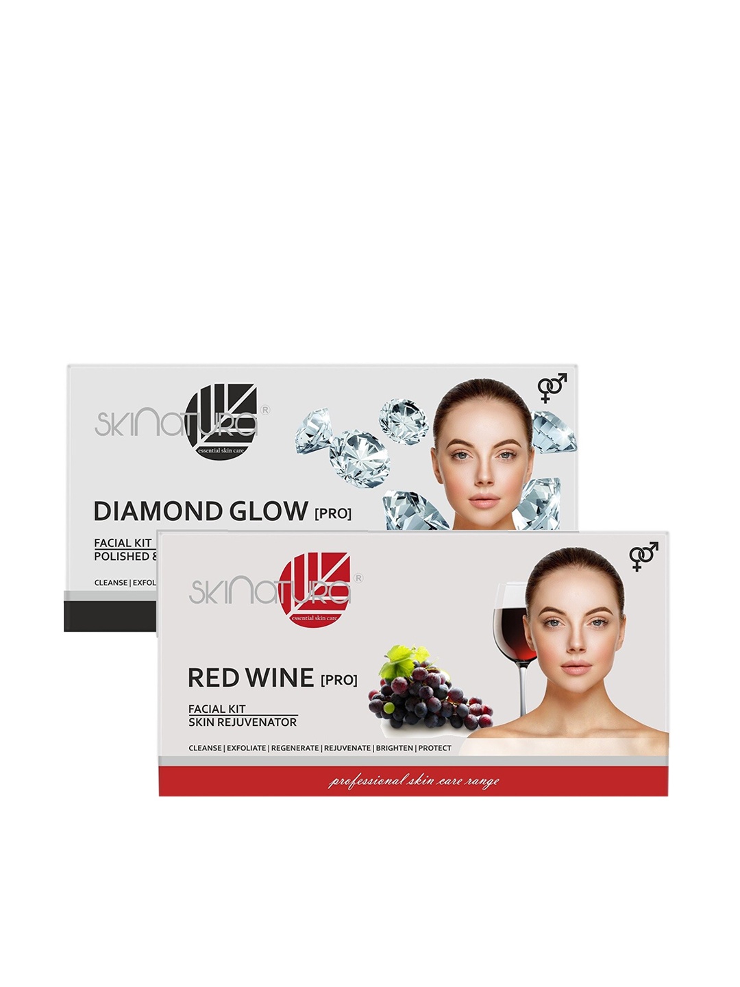 

Skinatura Set of 2 Diamond Glow + Red Wine Facial Kit, White
