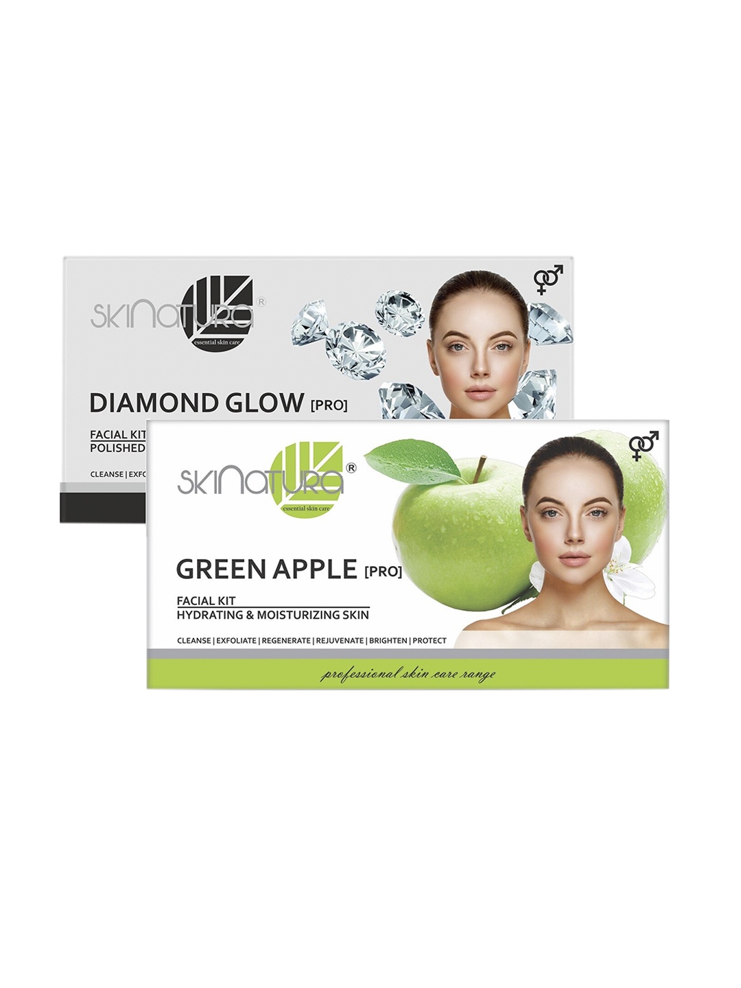 

Skinatura Set of 2 Diamond Glow + Green Apple Facial Kit, White