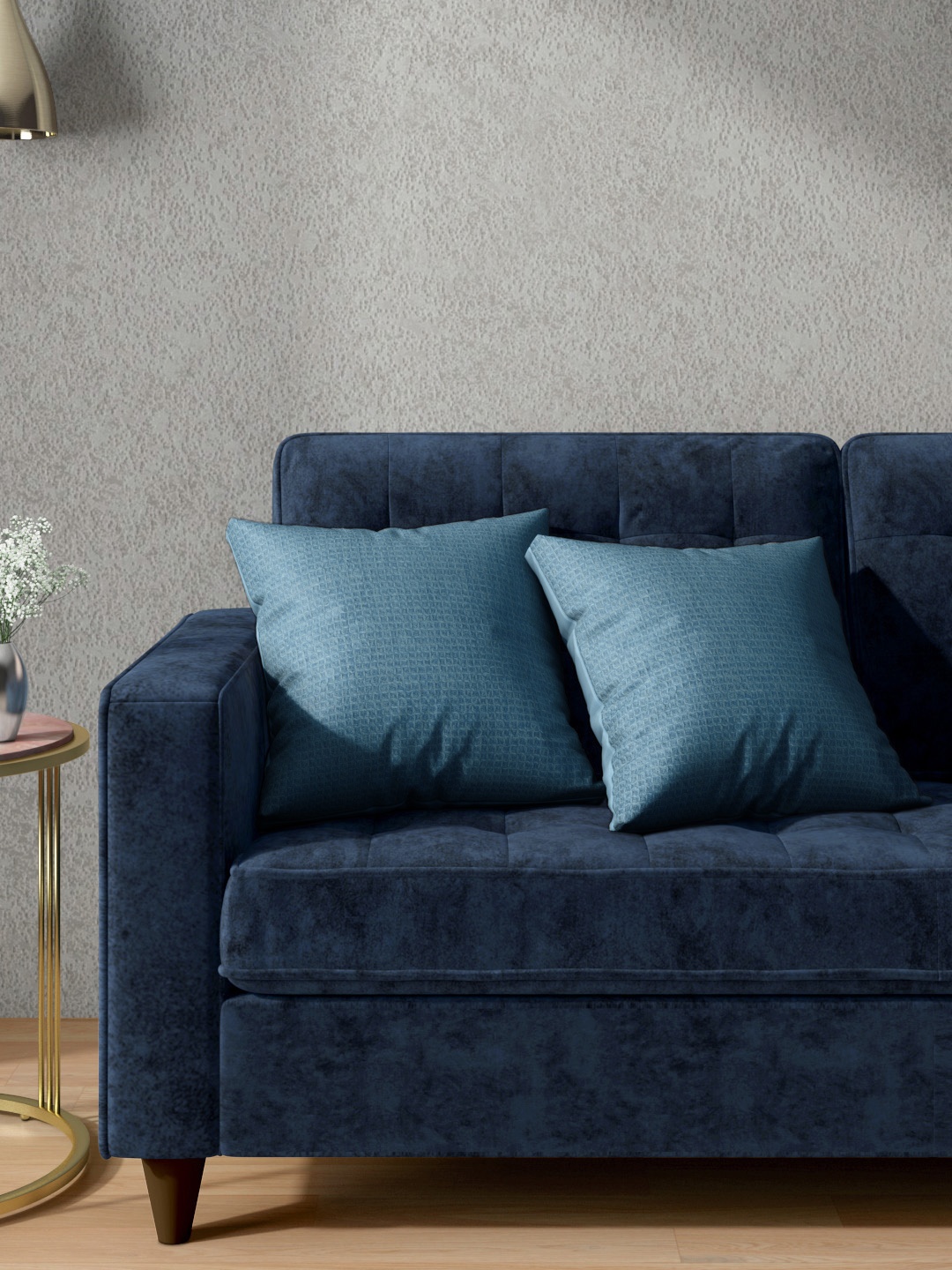 

Aura Blue Set of 2 Cotton Self Design Square Cushion Covers