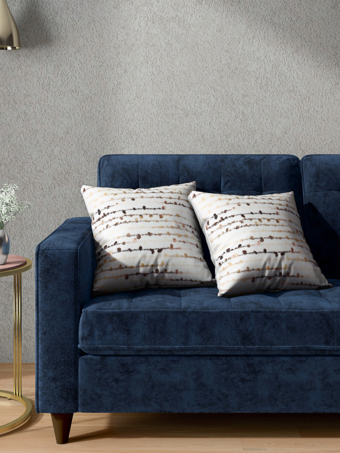 

Aura Off White & Brown 100% Cotton Self Striped Square Cushion Covers