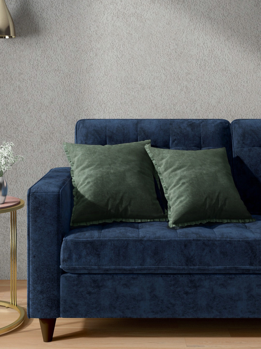 

Aura Olive Green Set of 2 Cotton Square Cushion Covers
