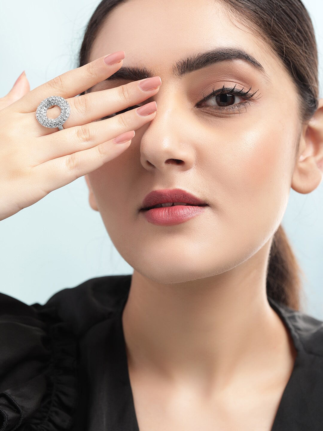 

TOKYO TALKIES X rubans FASHION ACCESSORIES Silver-Plated CZ-Studded Handcrafted Ring