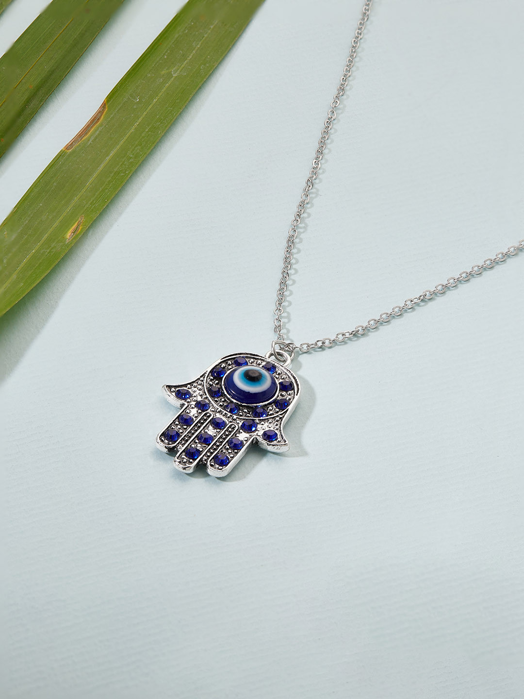 

TOKYO TALKIES X rubans FASHION ACCESSORIES Silver-Toned & Blue Silver-Plated Handcrafted Chain