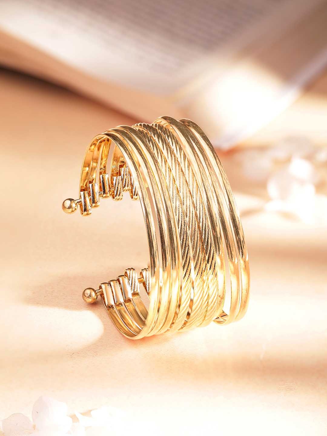 

TOKYO TALKIES X rubans FASHION ACCESSORIES Women Gold-Toned Handcrafted Gold-Plated Cuff Bracelet