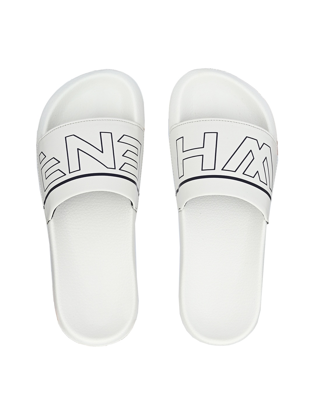 

BUCIK Men White & Black Printed Sliders