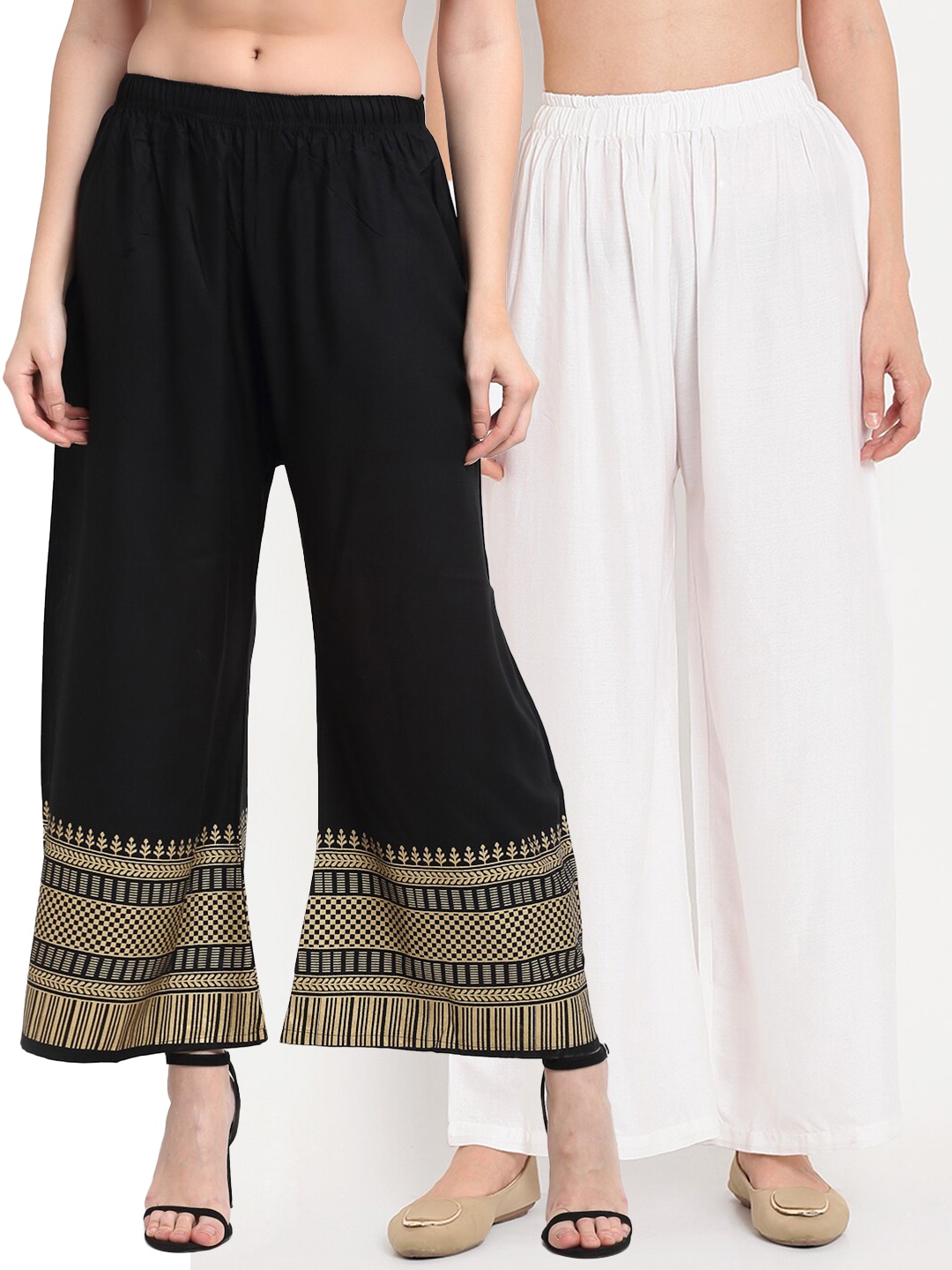 

TAG 7 Women White & Black Set of 2 Palazzos