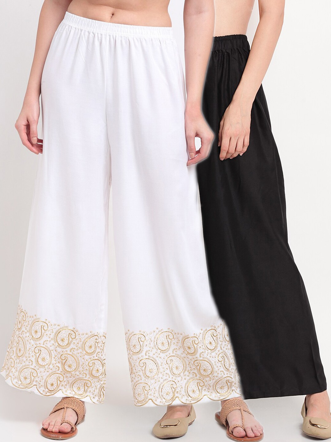

TAG 7 Women Black & White Set of 2 Palazzos
