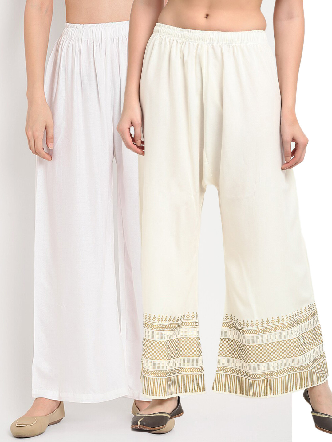 

TAG 7 Pack Of 2 Women White & Off White Palazzos