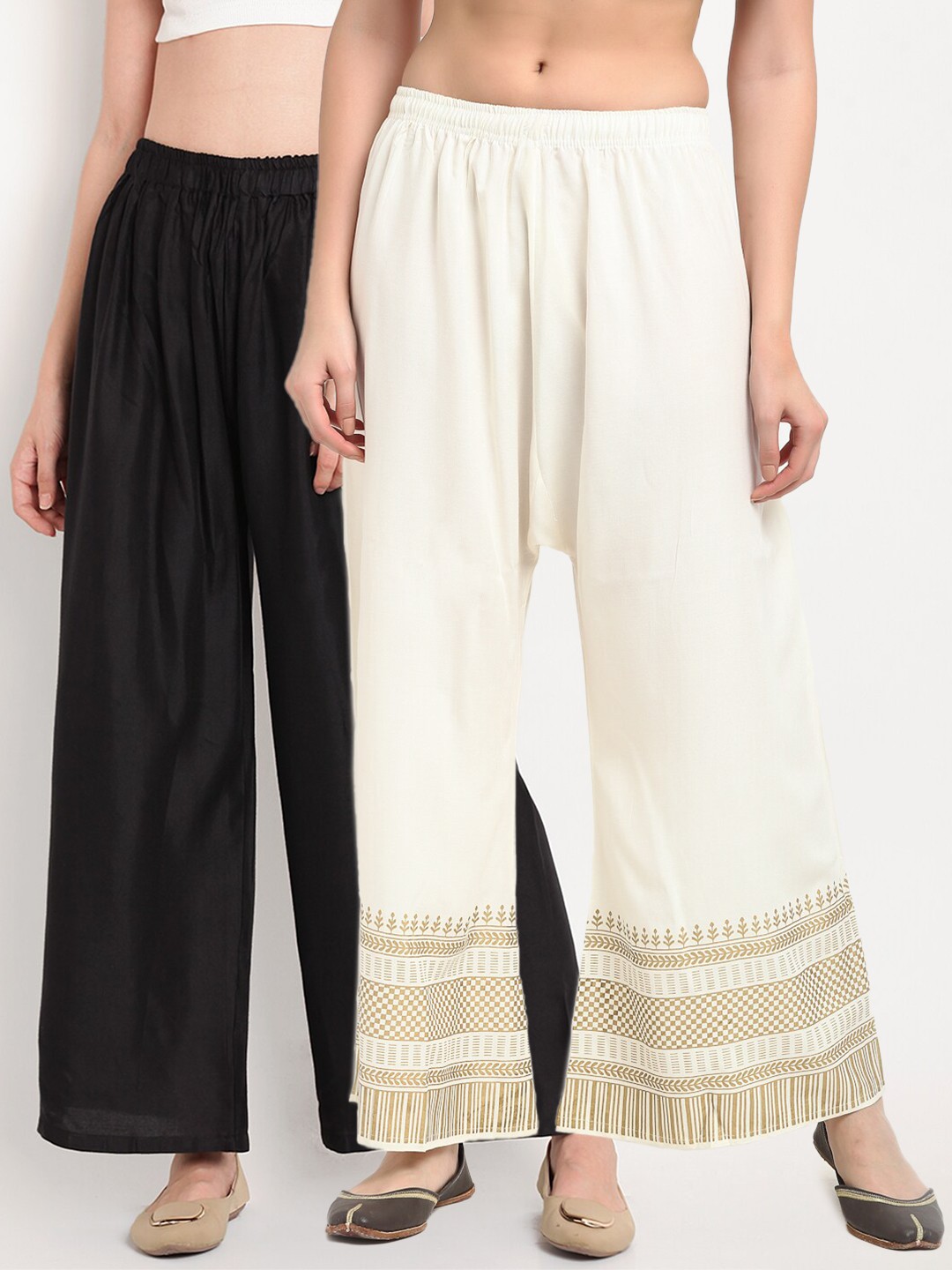 

TAG 7 Pack Of 2 Women Black & White Palazzos