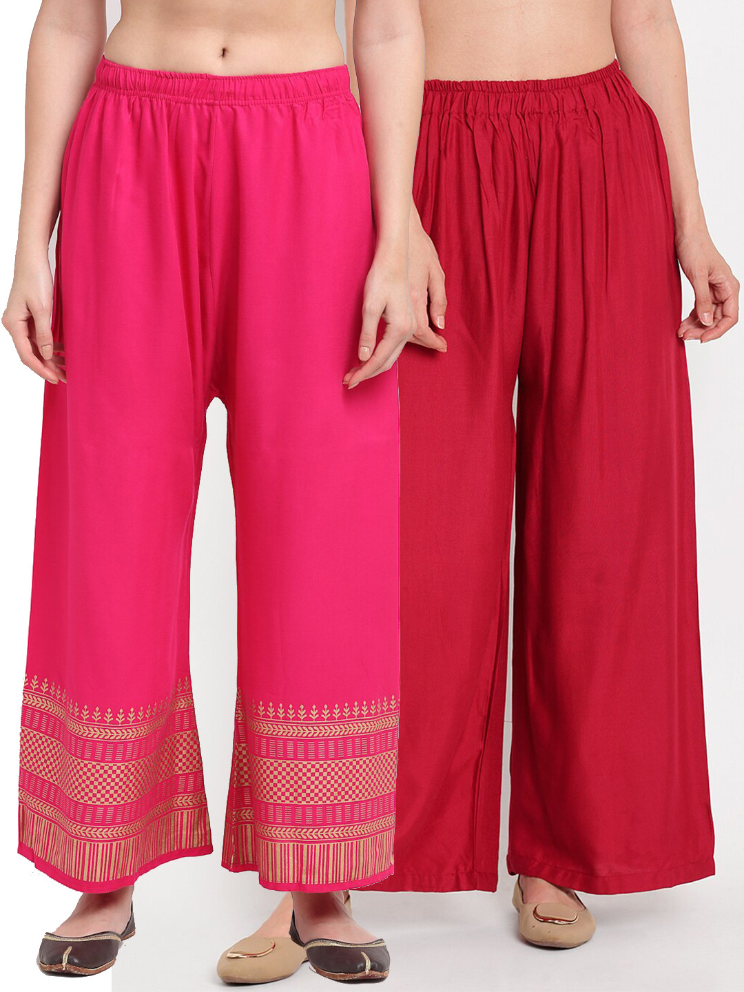 

TAG 7 Pack Of 2 Women Maroon & Pink Palazzos