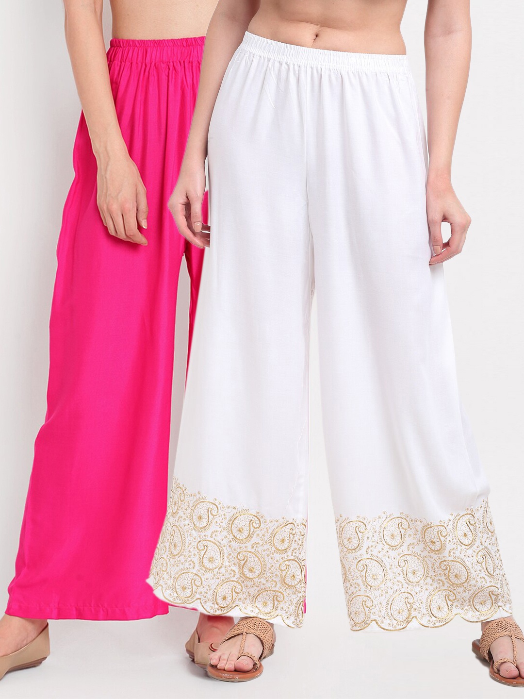 

TAG 7 Pack Of 2 Women Pink & White Palazzos