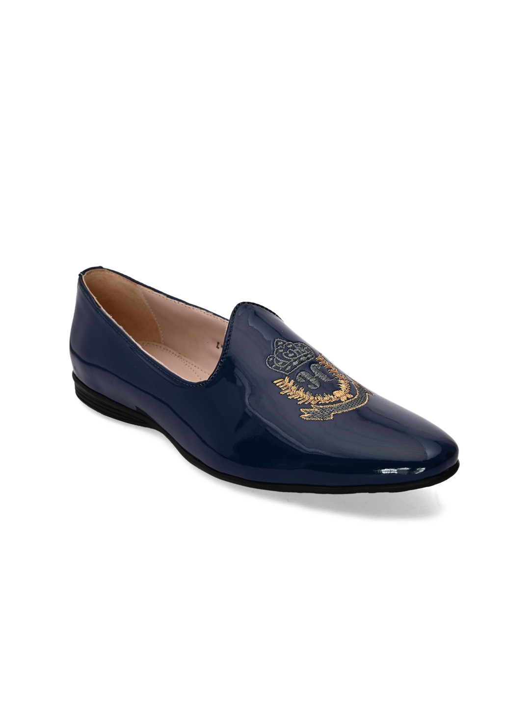 

San Frissco Men Blue & Gold-Toned Embroidered Loafers