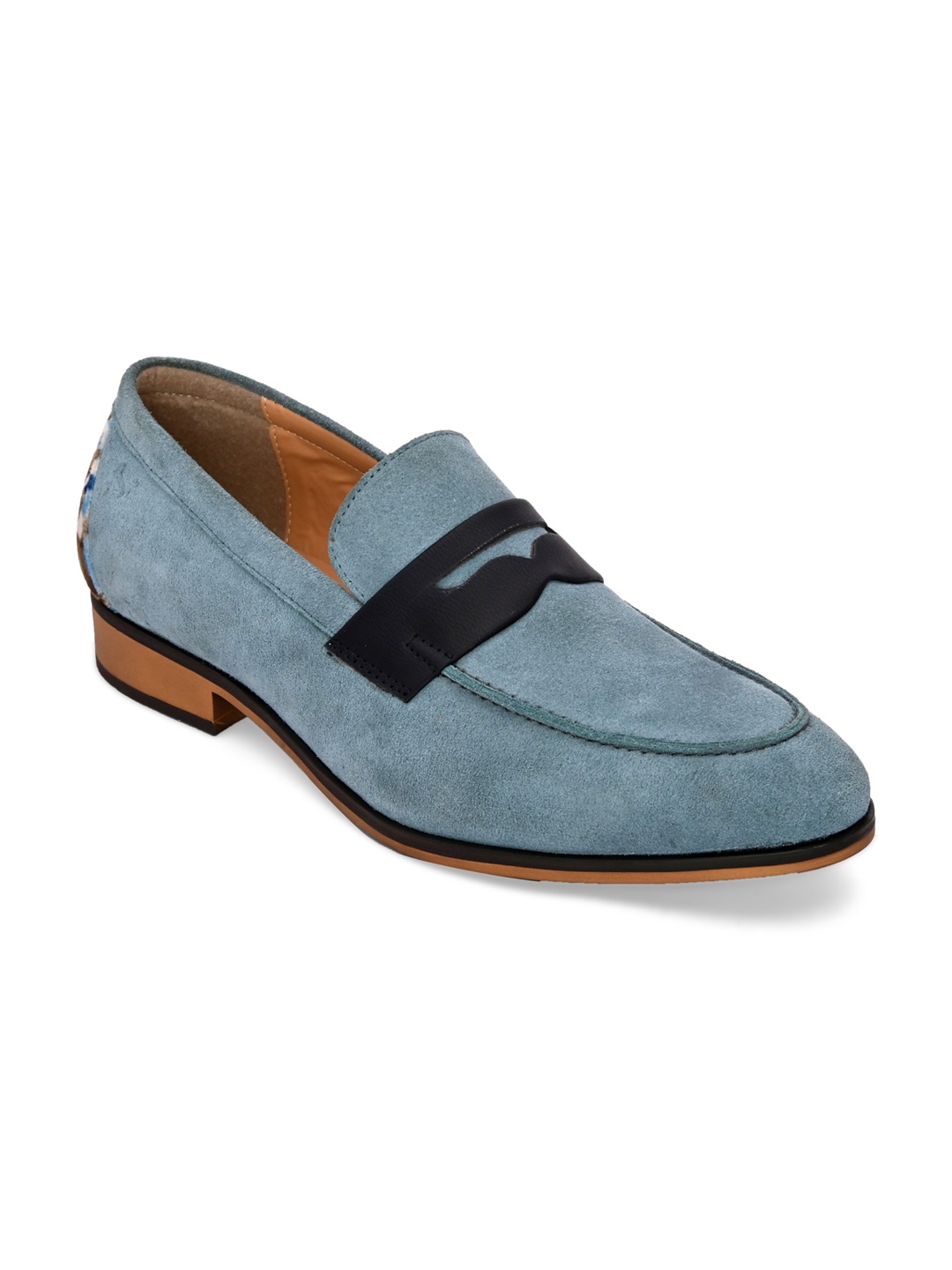 

San Frissco Men Blue & White Colourblocked Leather Loafers