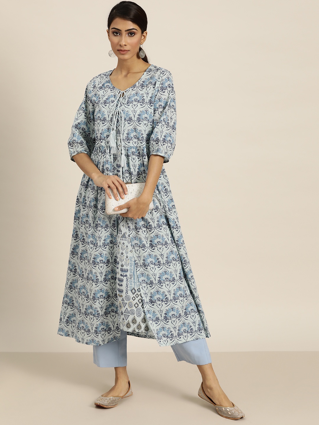 

Moda Rapido Stunning Blue Cotton Kurta
