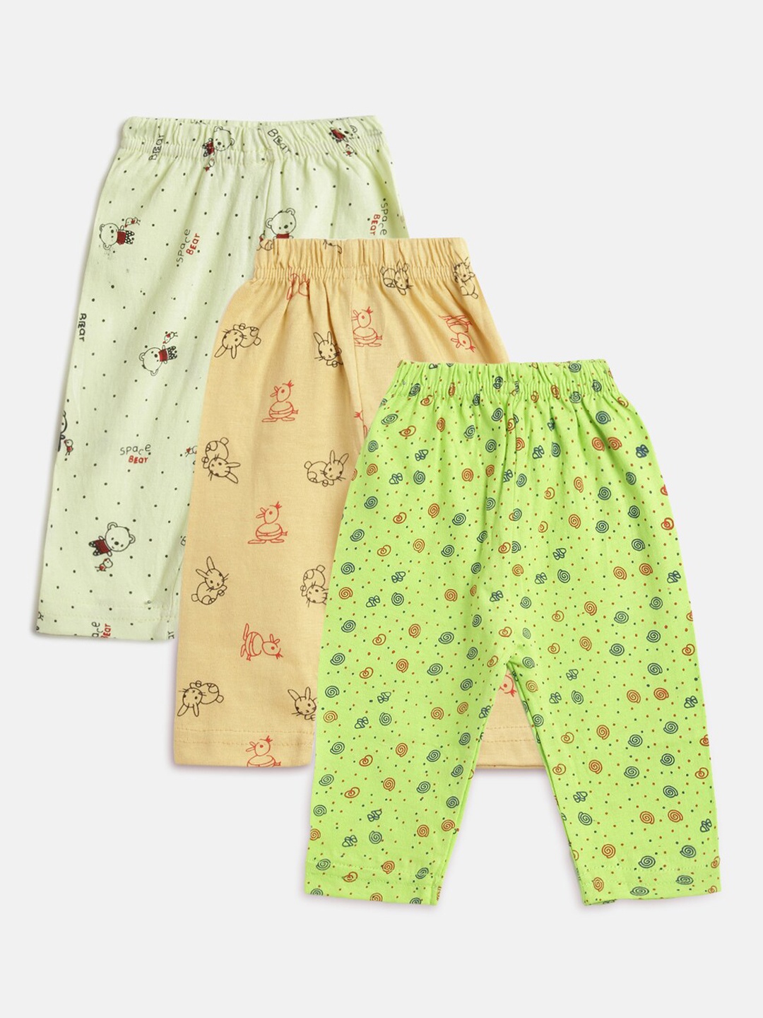 

Kids On Board Girls Pack Of 3 Printed Cotton Leggings, Green