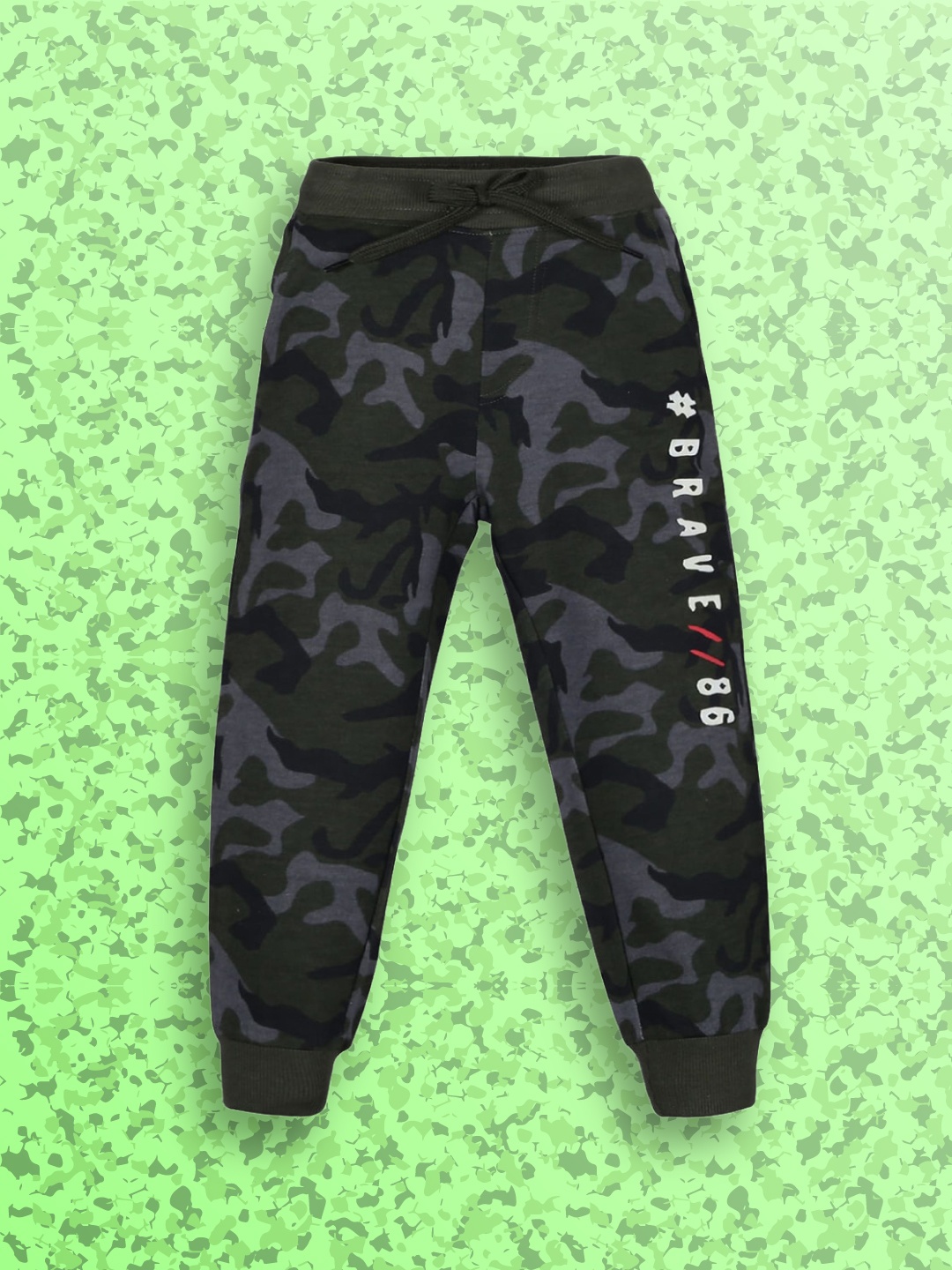 

PLUM TREE Boys Green & Blue Camouflage Pure Cotton Joggers