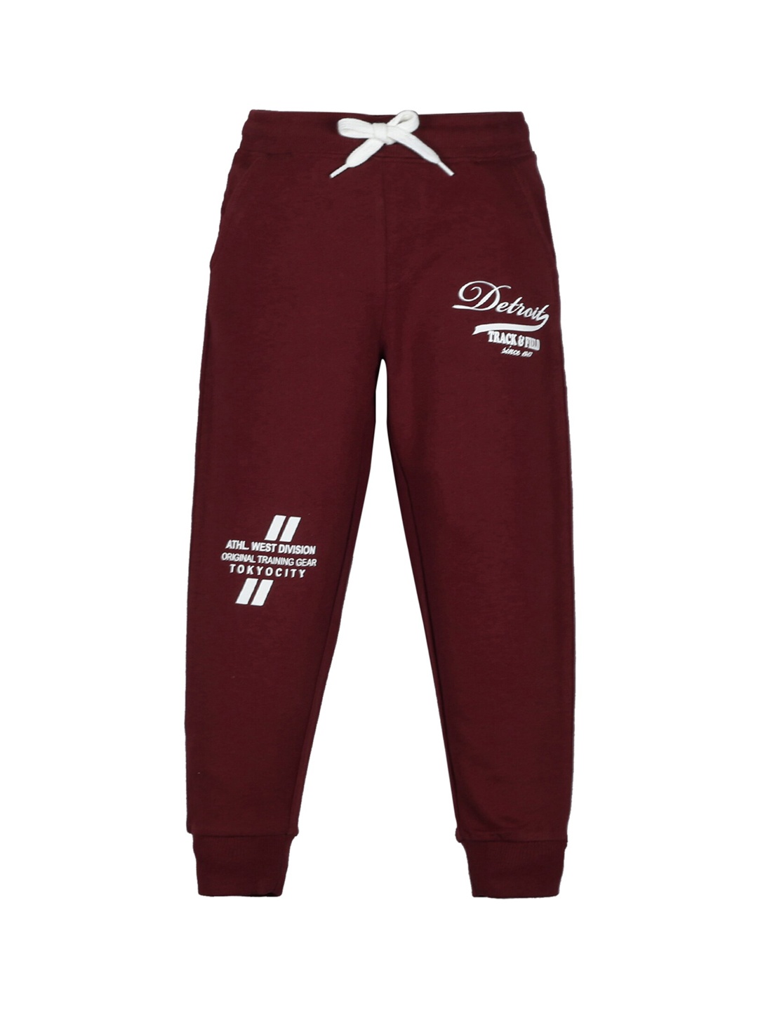 

PLUM TREE Boys Burgundy Solid Pure Cotton Joggers