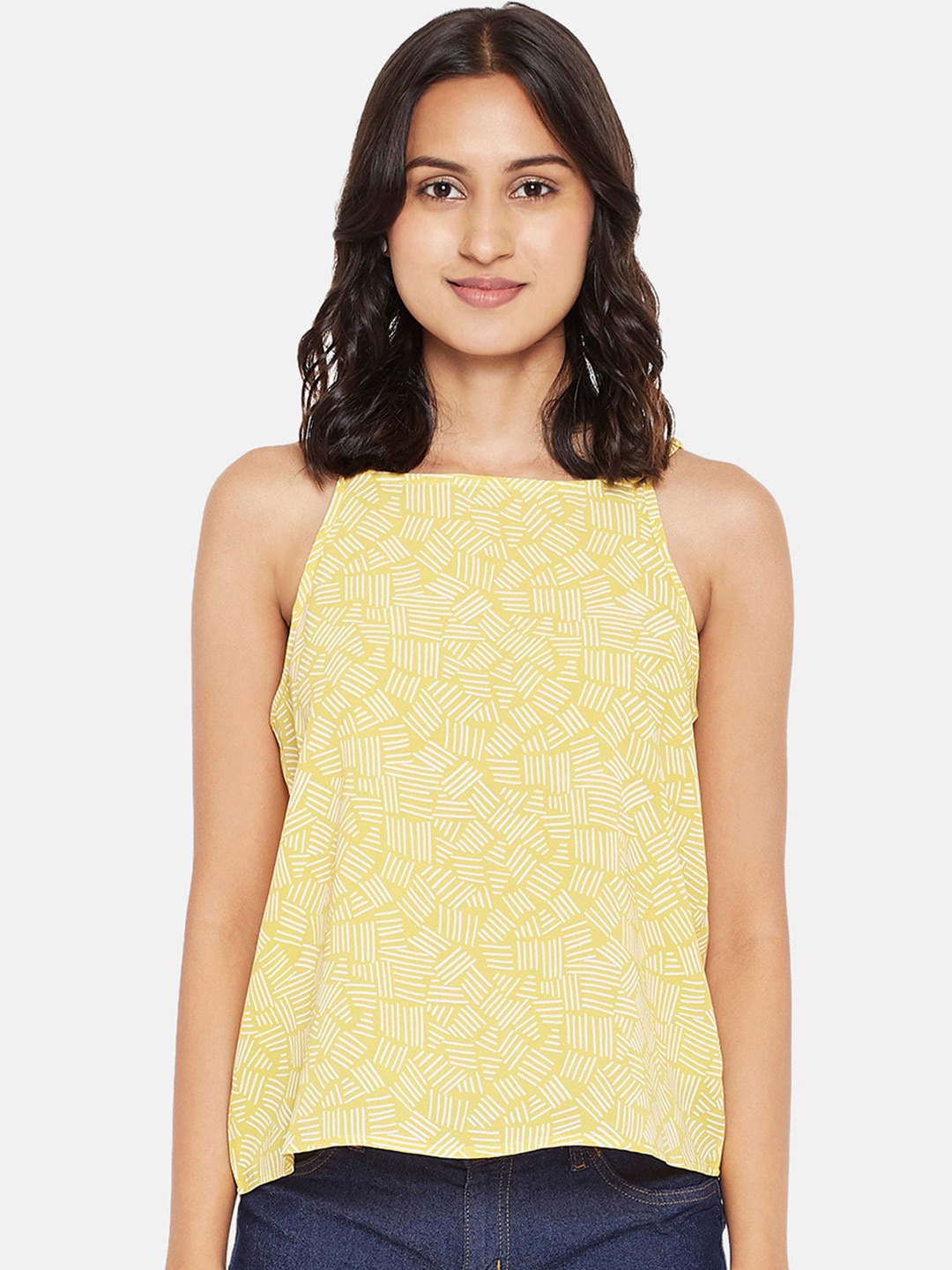 

People Yellow & White Geometric Regular Top