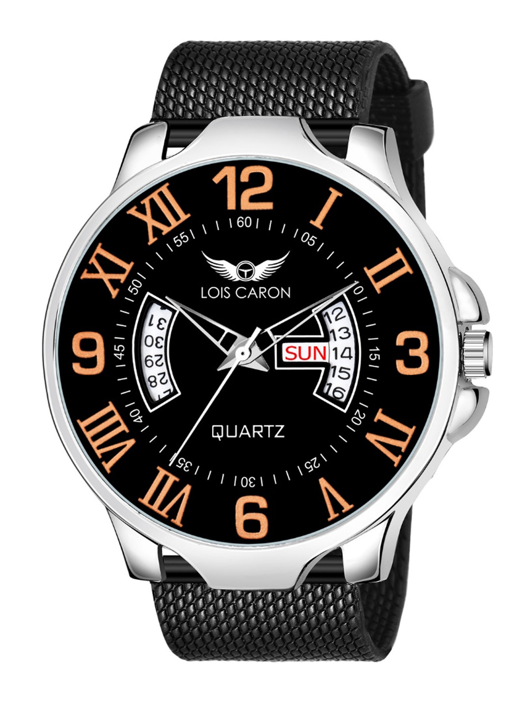 

LOIS CARON Men Black Dial & Black Textured Straps Analogue Watch MLC-8256