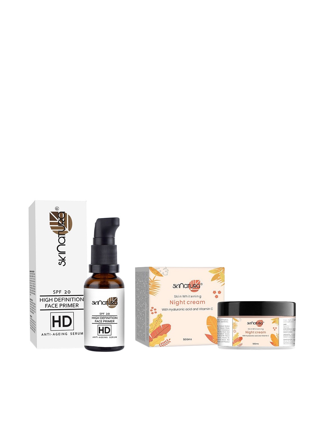 

Skinatura Set of 2 SPF 20 HD Face Primer + Skin Whitening Night Cream, White