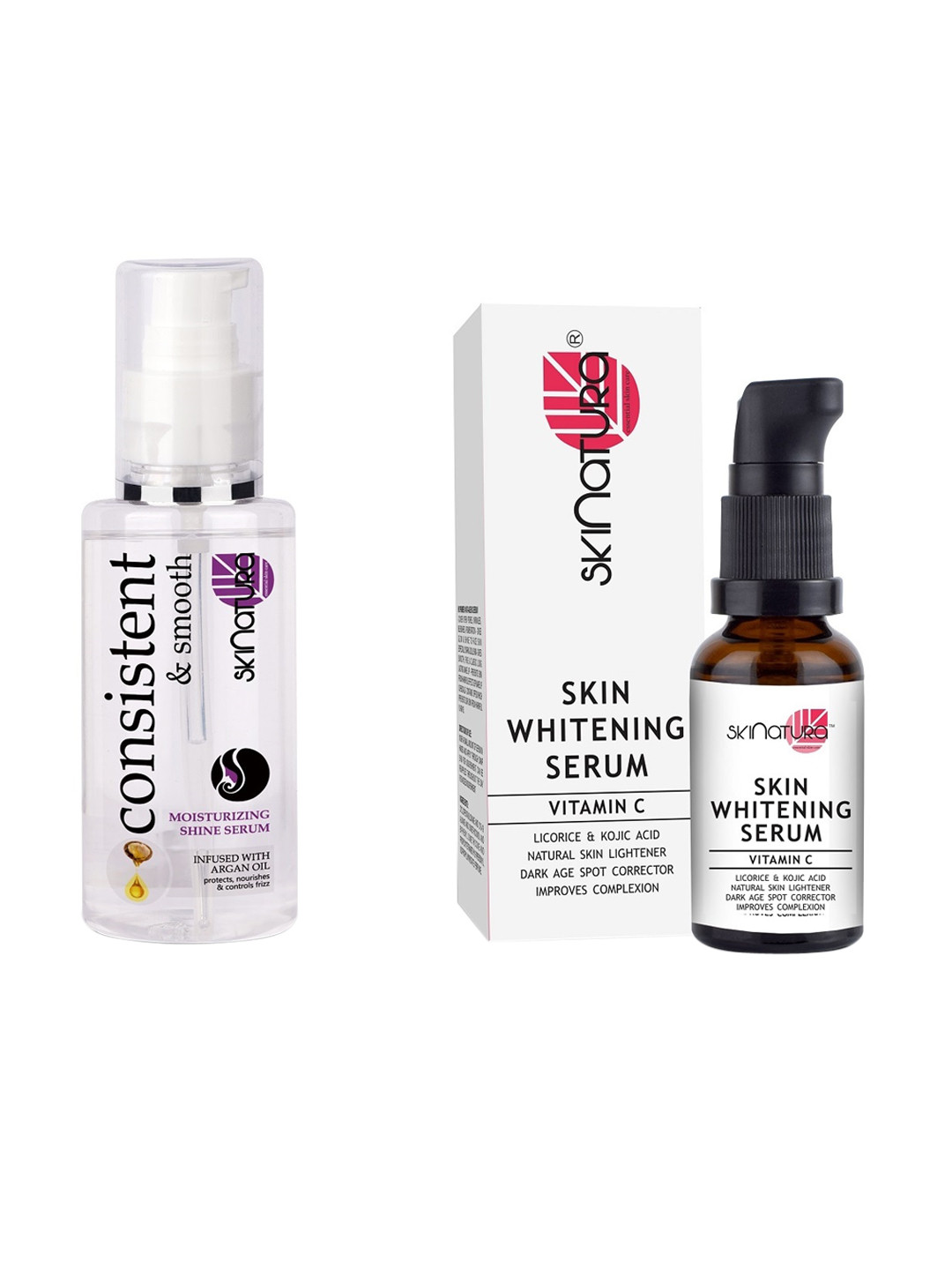 

Skinatura Set of 2 Skin Whitening Serum with Vitamin-C + Consistent & Smooth Hair Serum, White
