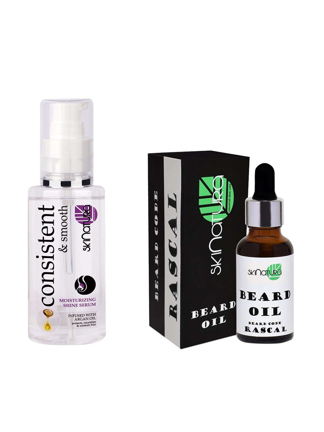 

Skinatura Set of 2 Consistent & Smooth Hair Serum + Beard Growth Oil for Frizz Free Beard, White