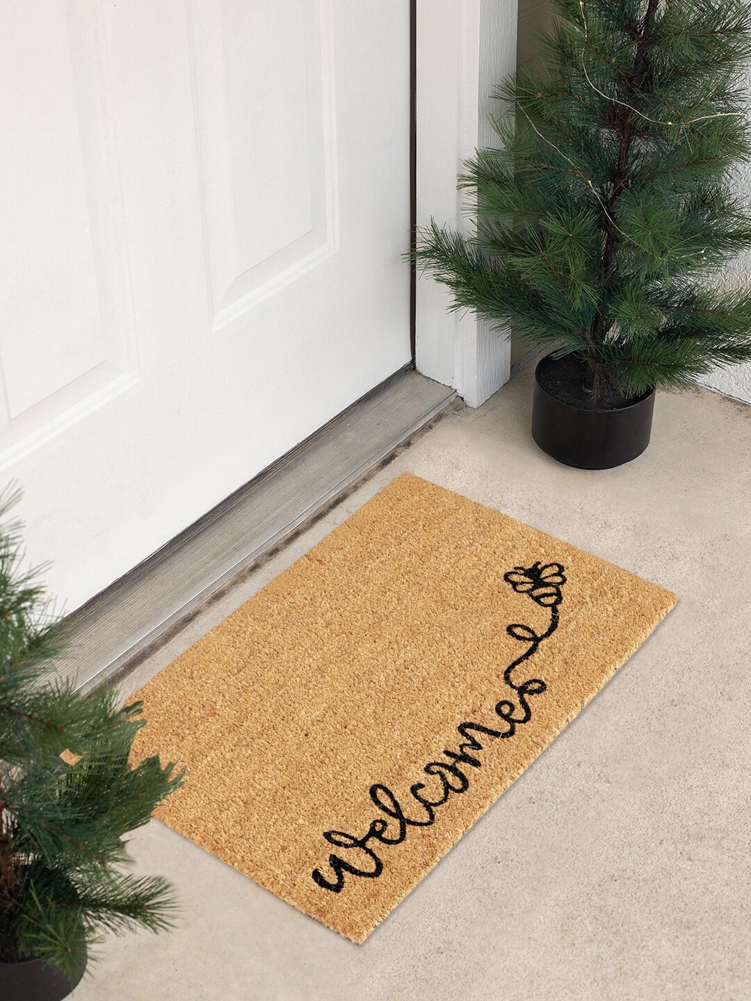 

HomeStorie Brown & Black Printed Natural Coconut Coir Anti-Skid Door Mat