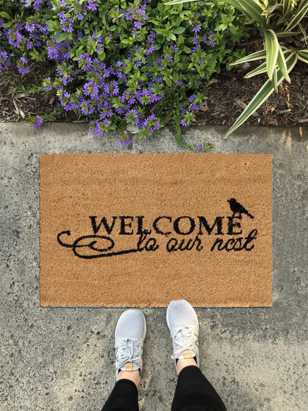 

HomeStorie Brown & Black Printed Anti-Skid Rectangular Doormat