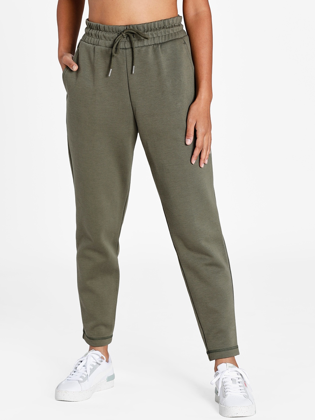 

Puma Women Olive Green Evostripe Knitted Joggers