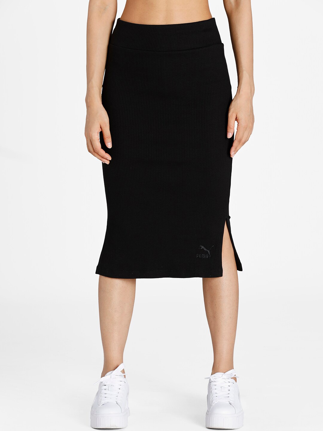 

Puma Women Black Classics Ribbed Midi Skirt