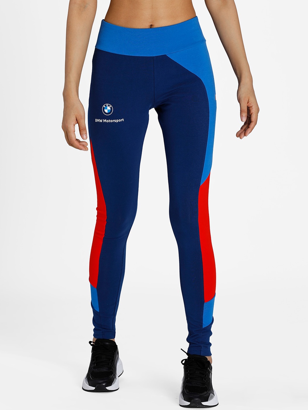 

Puma Men Blue Colourblocked BMW M Motorsport Street Slim Tights