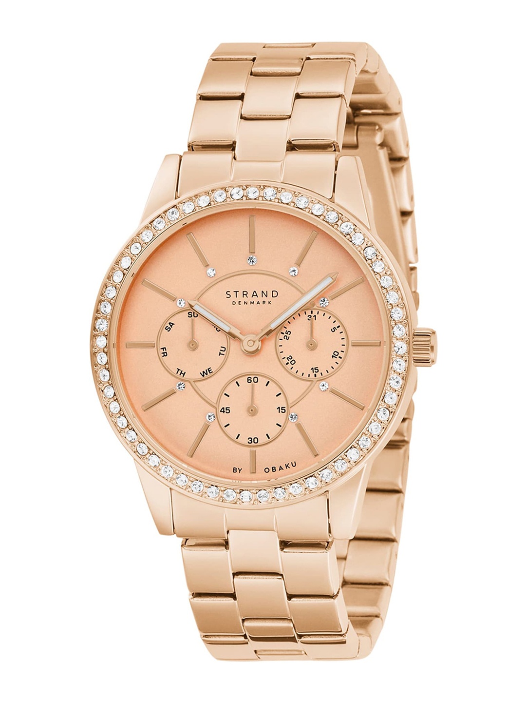 

STRAND BY OBAKU Women Rose Gold-Toned Brass Embellished Dial Analogue Watch