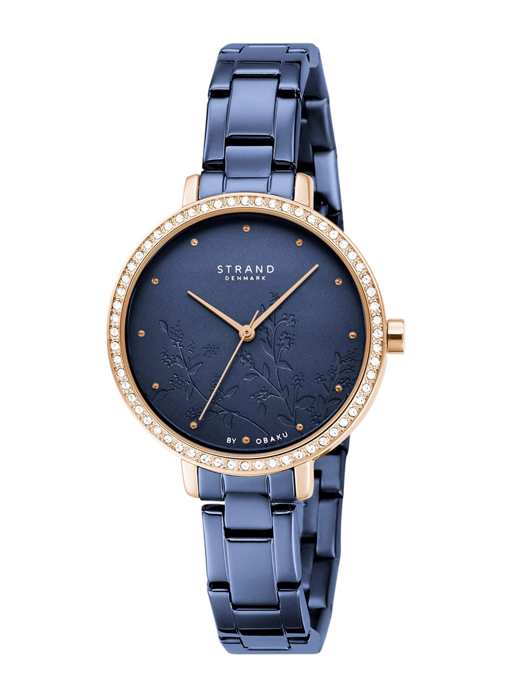 

STRAND BY OBAKU Women Blue Brass Embellished Dial & Stainless Steel Strap Analogue Watch