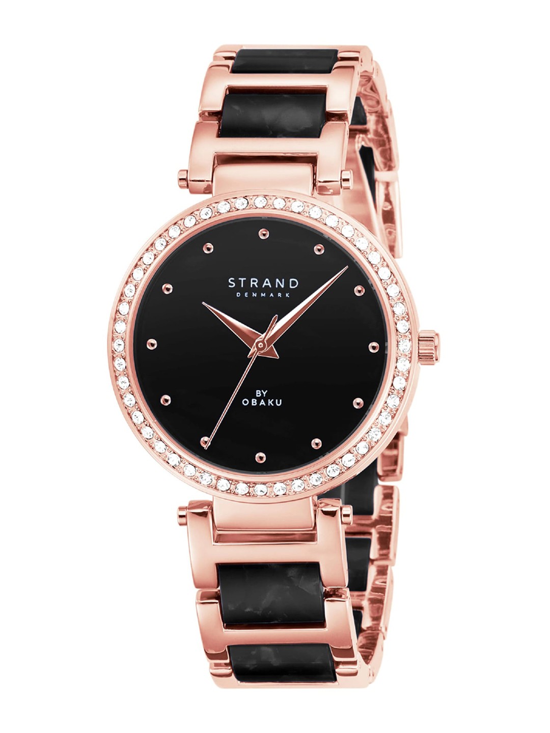

STRAND BY OBAKU Women Black & Gold Brass Embellished Dial Analogue Watch