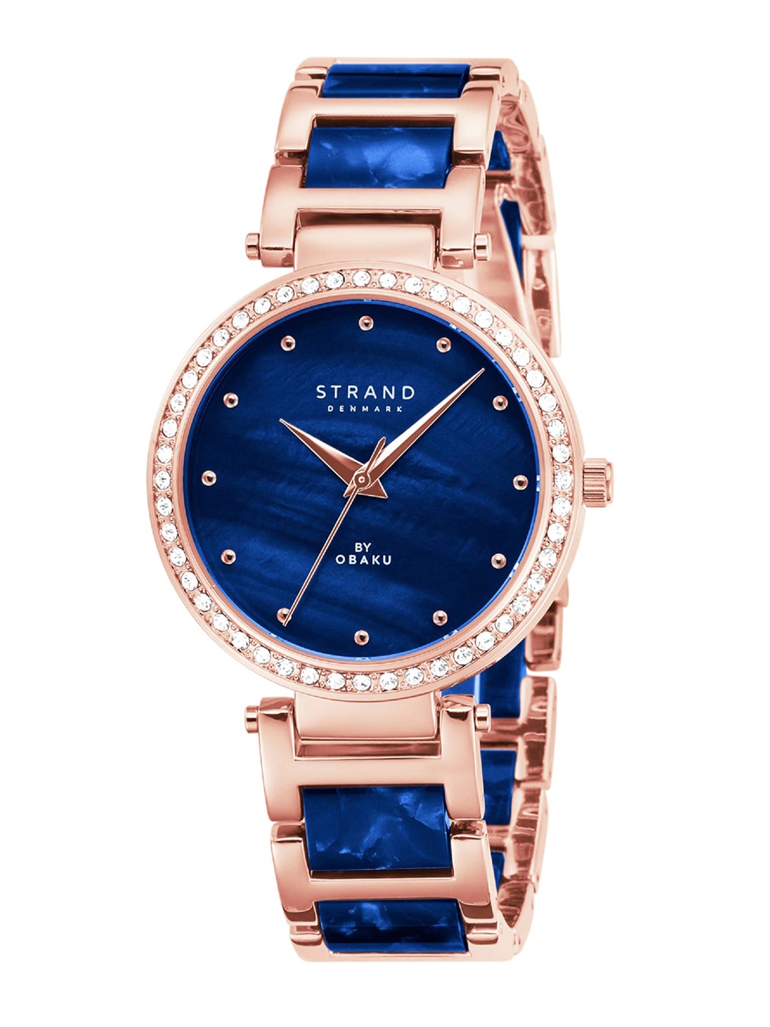 

STRAND BY OBAKU Women Blue Brass Embellished Dial & Multicoloured Straps Watch S713LXVLSL