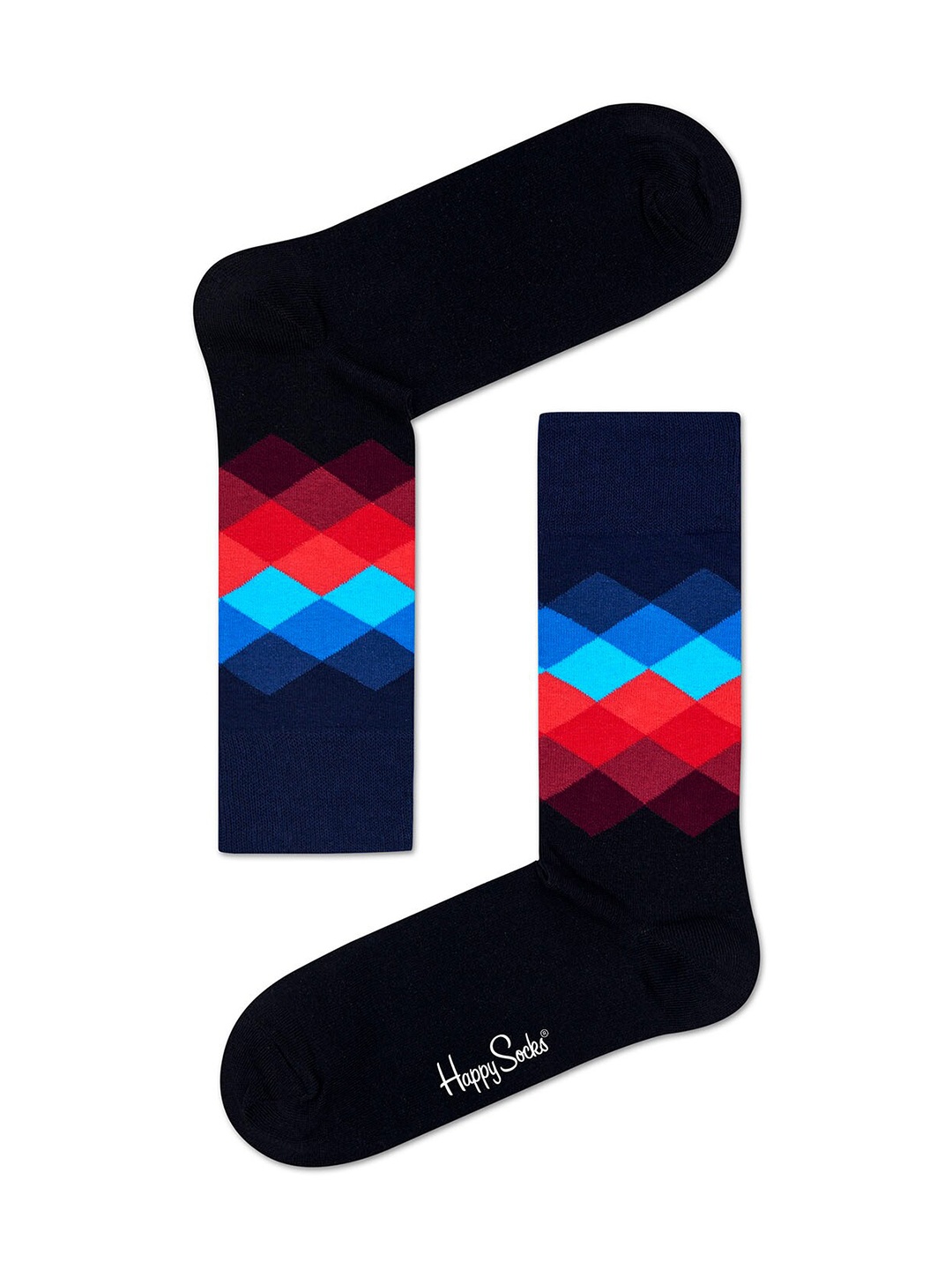 

Happy Socks Unisex Black & Red Colourblocked Calf-Length Socks