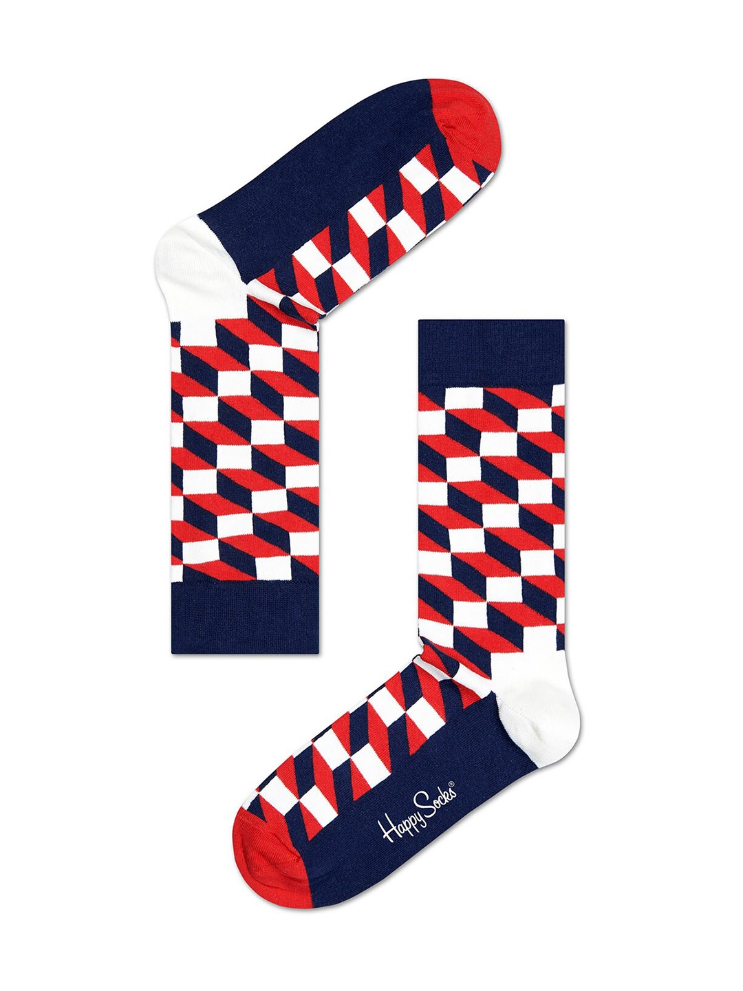 

Happy Socks Unisex Red & White Checked Calf-Length Socks