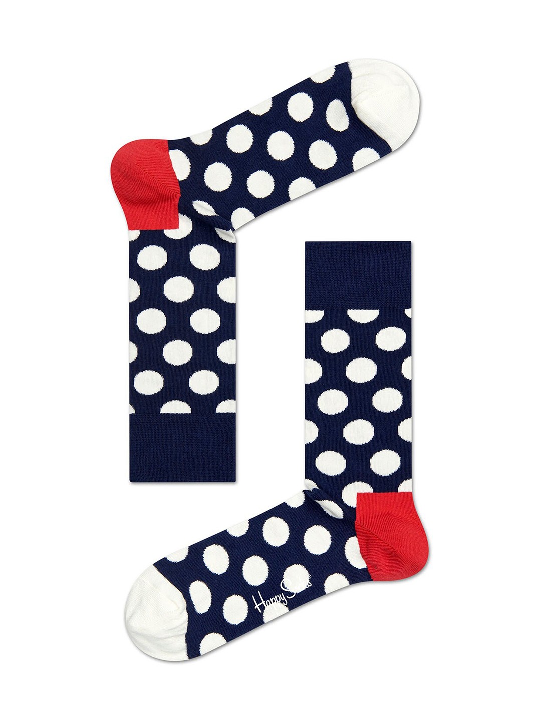 

Happy Socks Unisex Navy Blue & White Polka Dot Patterned Above Ankle-Length Socks