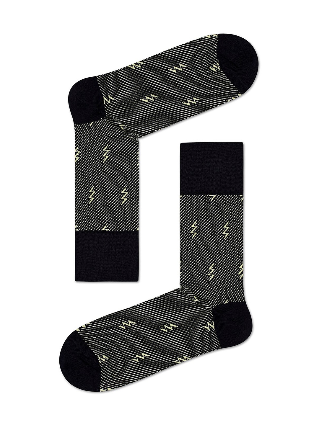 

Happy Socks Men Black & Cream-Coloured Patterned Above Ankle-Length Socks
