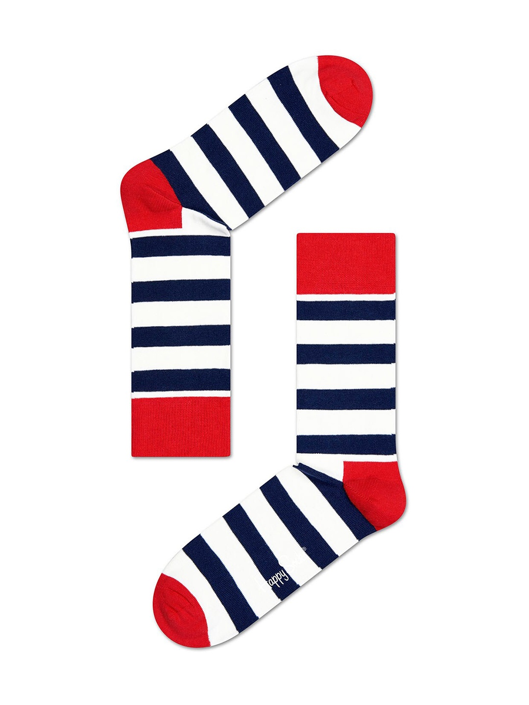 

Happy Socks White & Blue Striped Above Ankle-Length Socks