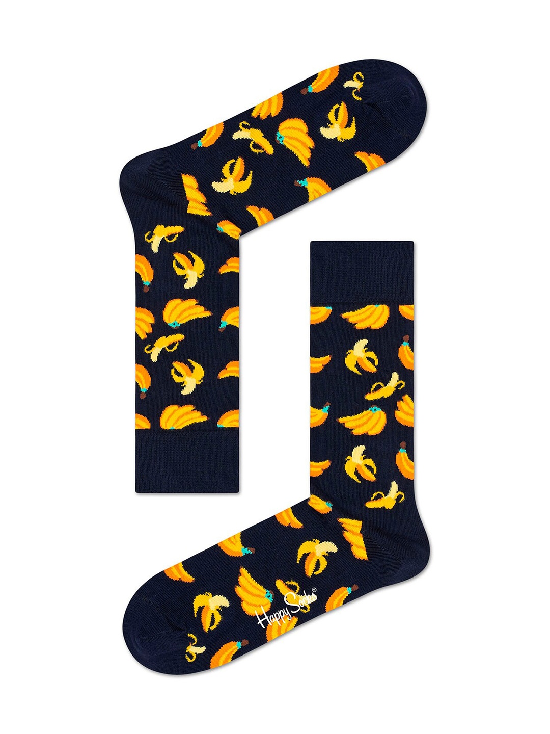 

Happy Socks Unisex Navy Blue & Yellow Banana Patterned Above Ankle-Length Socks