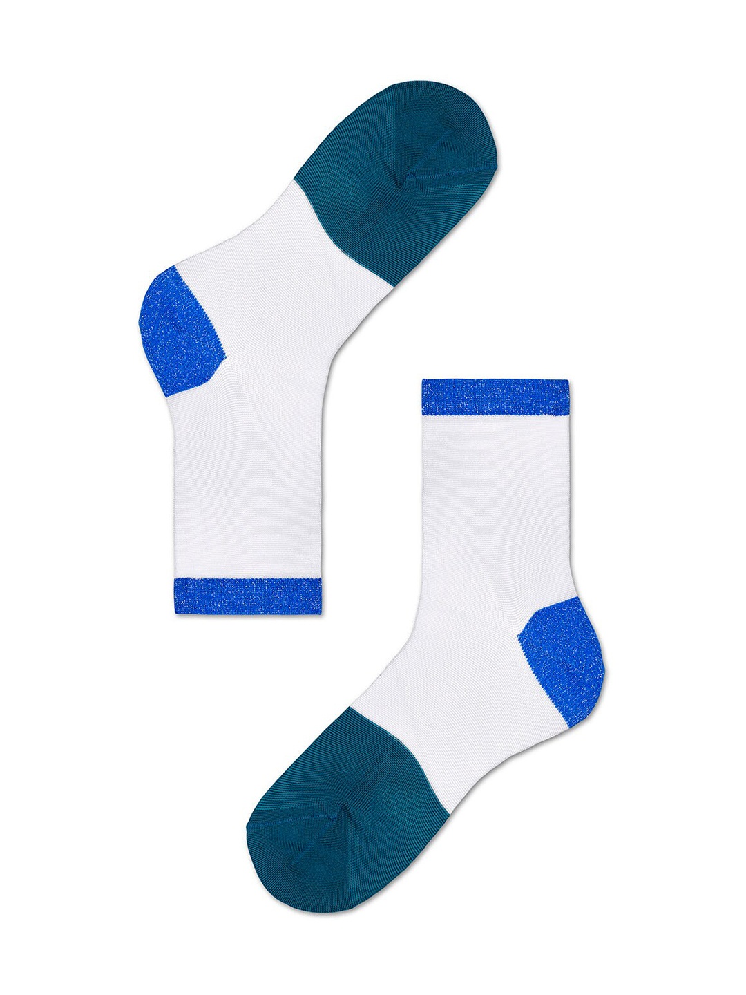 

Happy Socks Women White & Blue Patterned Above Ankle-Length Socks