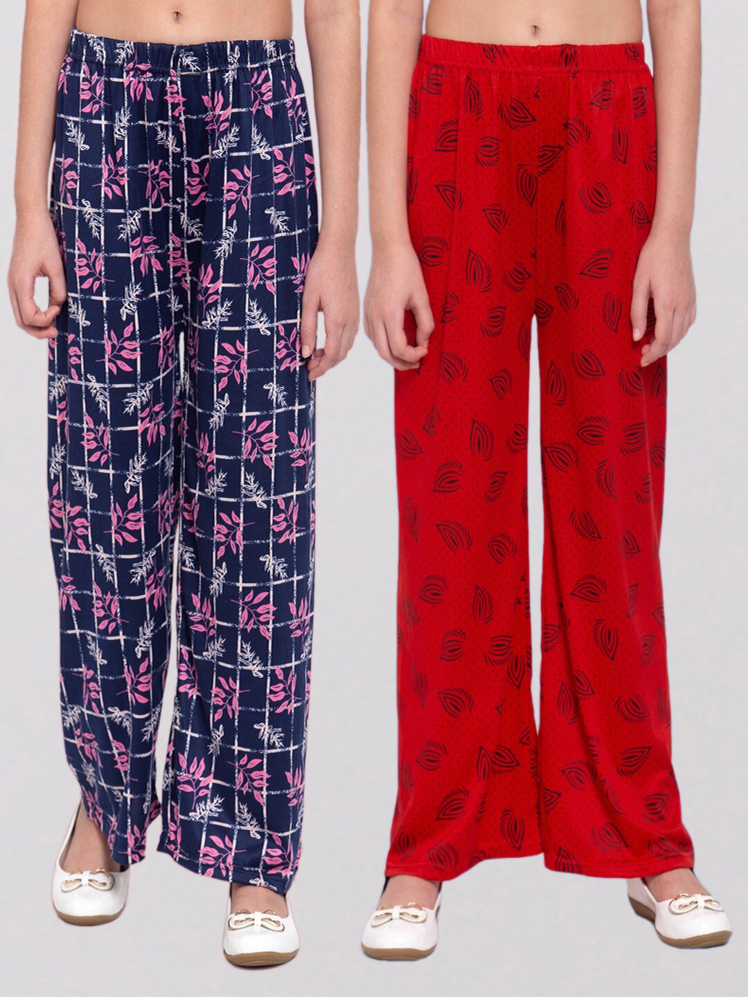 

KLOTTHE Girls Pack of 2 Printed Wide Leg Palazzos, Multi