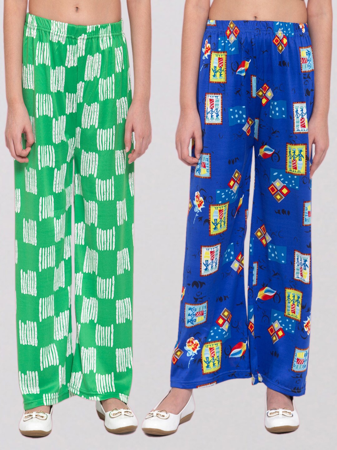 

KLOTTHE Girls Pack of 2 Printed Wide Leg Palazzos, Multi