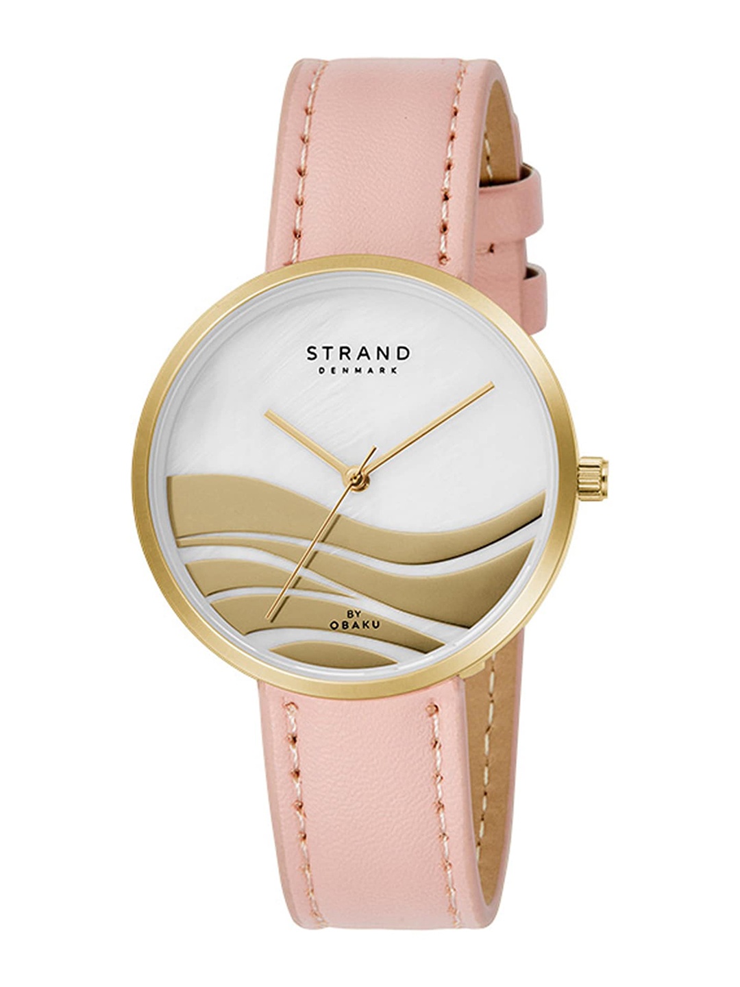 

STRAND BY OBAKU Women Rose Gold-Toned & Pink Leather Straps Watch S700LXGPRP-DW